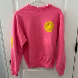 Pink Smiley Face Sweatshirt preppy